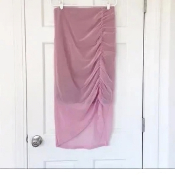NWT Free People Lilac Wine Medium New Side Gather Layered Skirt Sheer - Picture 5 of 13